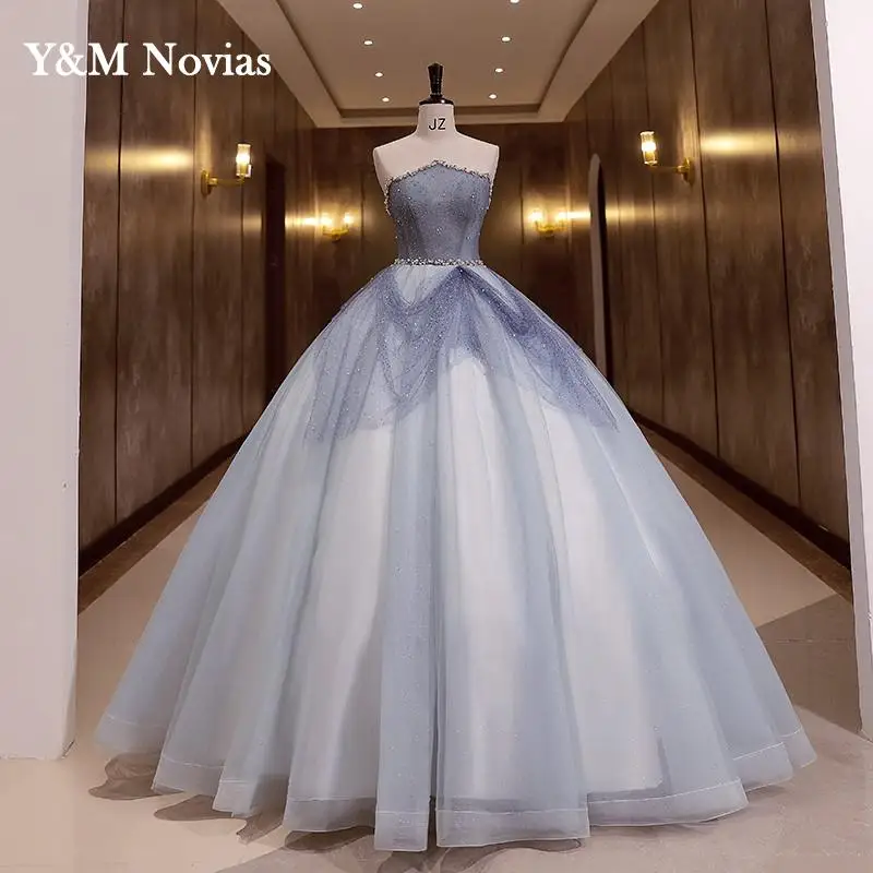 Y&M Novias Strapless Sleeve Sweet 16 Lavender Quinceanera Dress Vestido De 15 Anos De Debutante 2022 New Ball Gown Prom Dress