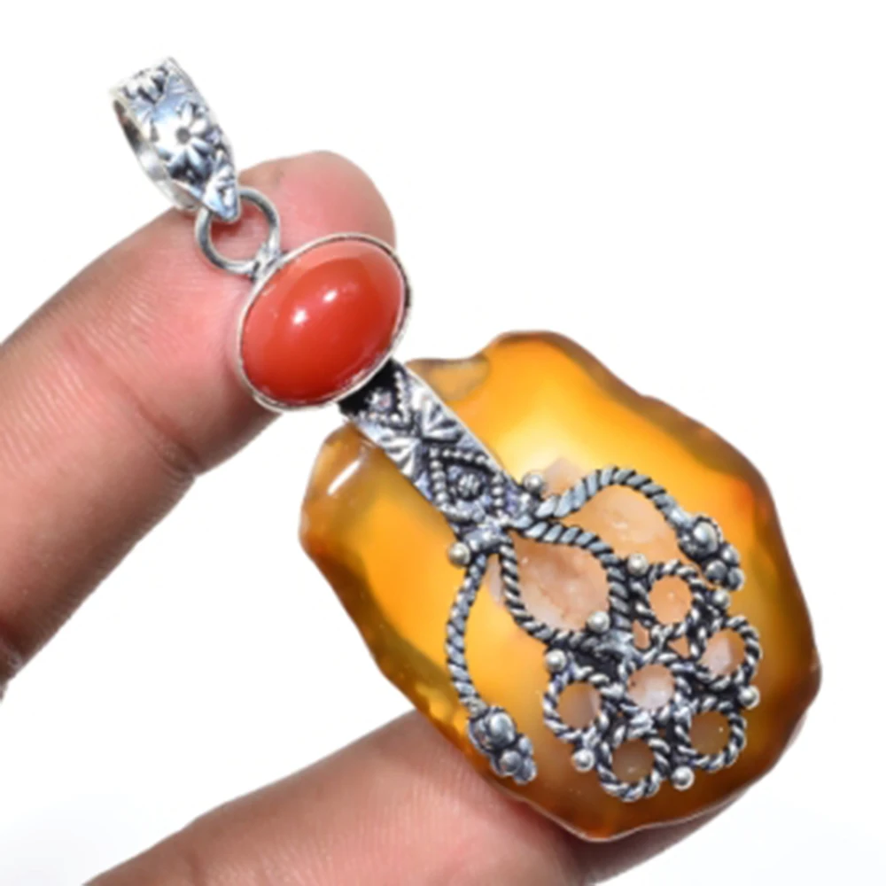 

Агат, сердолический кулон, многослойное покрытие из меди, 70 мм, P5301