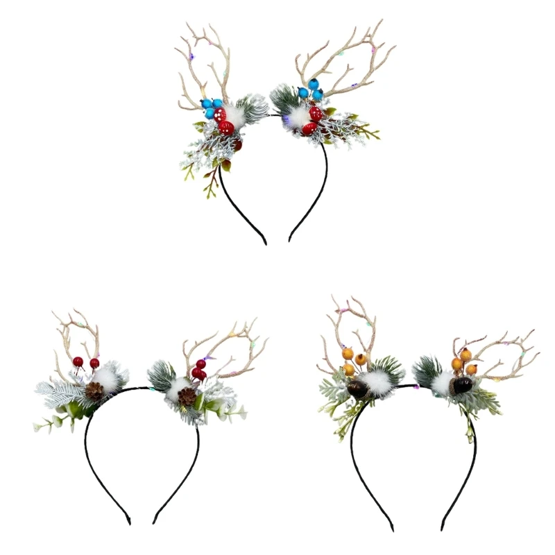 

Led Christmas Elk Headband Christmas Antlers Headband Deer Horn Headband Glowing Hair Hoop Hair Accessories Headband