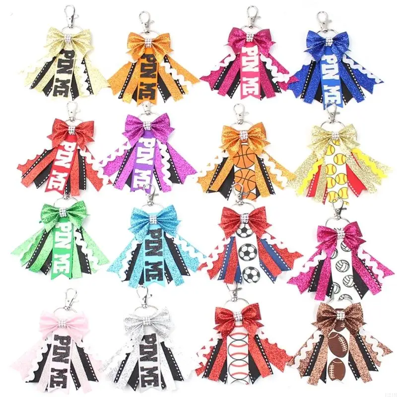 Фото E21b 2pcs прикрепите меня Cheer Cheer Checkains Sport Blitters Beautiful Team Keyfob с луком №1