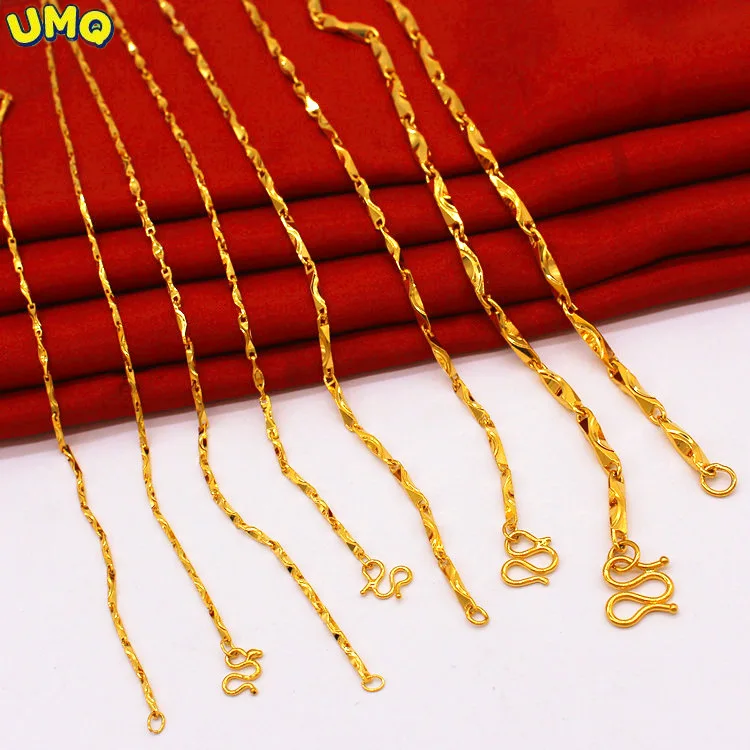 

Цепочка из чистого 24-каратного золота 100% простого дизайна в виде старых слиток для мужчин и женщин, ожерелье из чистого золота 18 карат желто...