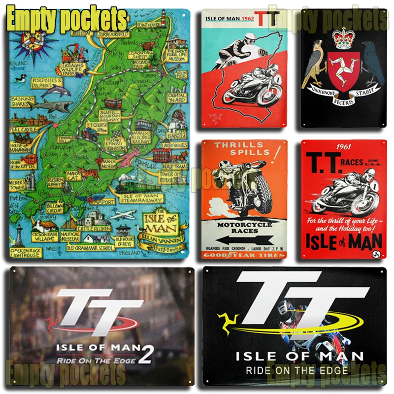 ТТ плакат гоночной трассы с изображением острова Мэн для гаража кофейного дома
