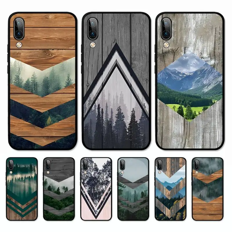 

Forest Geometry Wood Phone Case for Vivo Y91C Y11 17 19 17 67 81 Oppo A9 2020 Realme c3