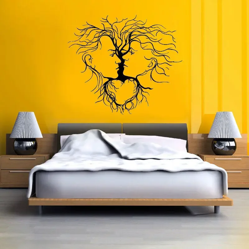 Виниловая наклейка на стену пара любви абстрактное дерево романтическое