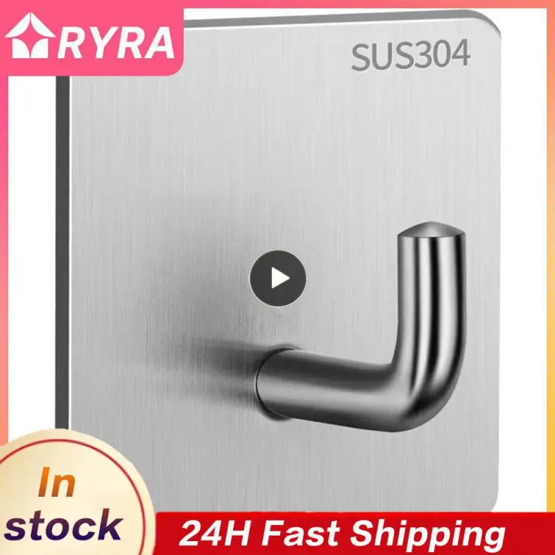 

1-Wall Hooks Stainless Steel Self Adhesive Hooks For Hanging Wall Key Holder Wall Hanger Towel Holder Coat Hook Hanger Tool