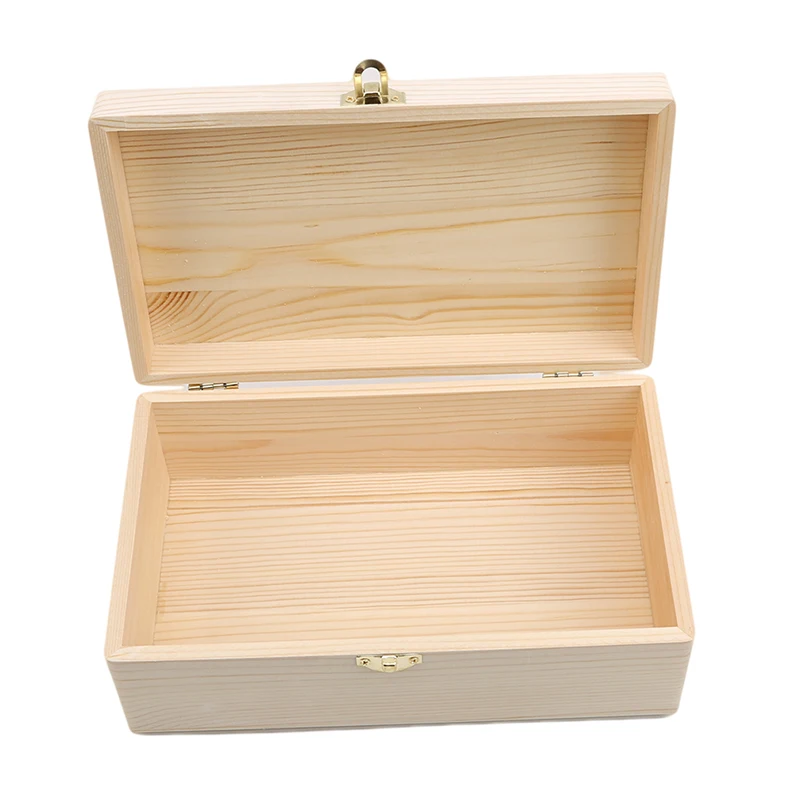 

New Home Storage Box Natural Wooden With Lid Golden Lock Postcard Organizer Handmade Craft Jewelry Case Wooden Box Home