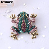 cute full rhinestone frog brooches women metal lovely animal party casual brooch pins gifts