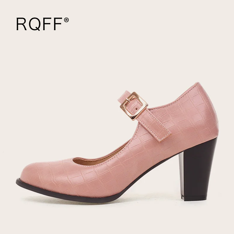 

Туфли женские на высоком каблуке, классические туфли-лодочки из искусственной кожи с круглым носком, резиновая однотонная обувь с ремешком ...