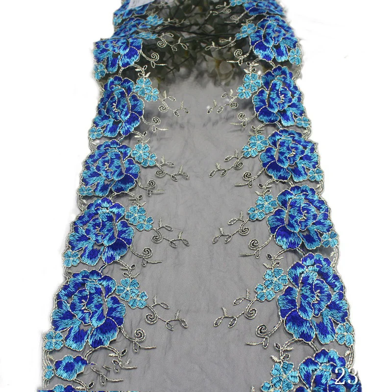 15 ярдов кружевная отделка нижнее белье сделай сам черная сетка синий цветок