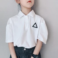 girls short sleeved t shirt summer 2022 new medium and big children simple korean style white lapel polo shirt childrens top