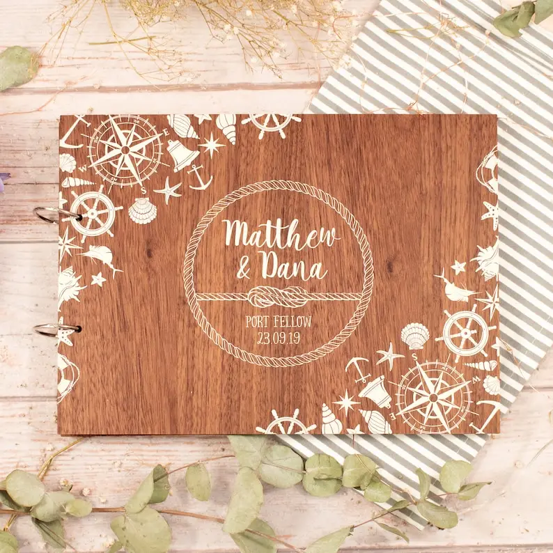 

Wedding nautical guest book guest book guest book personalised, wedding book wedding guestbook wooden guestbook