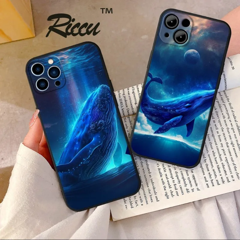 Aestheticism Fantasy Whale Phone Case FOR IPhone 14 13 11 12 Pro 8 7 Plus X Pro MAX XR XS MINI Soft Silicone Black Covers