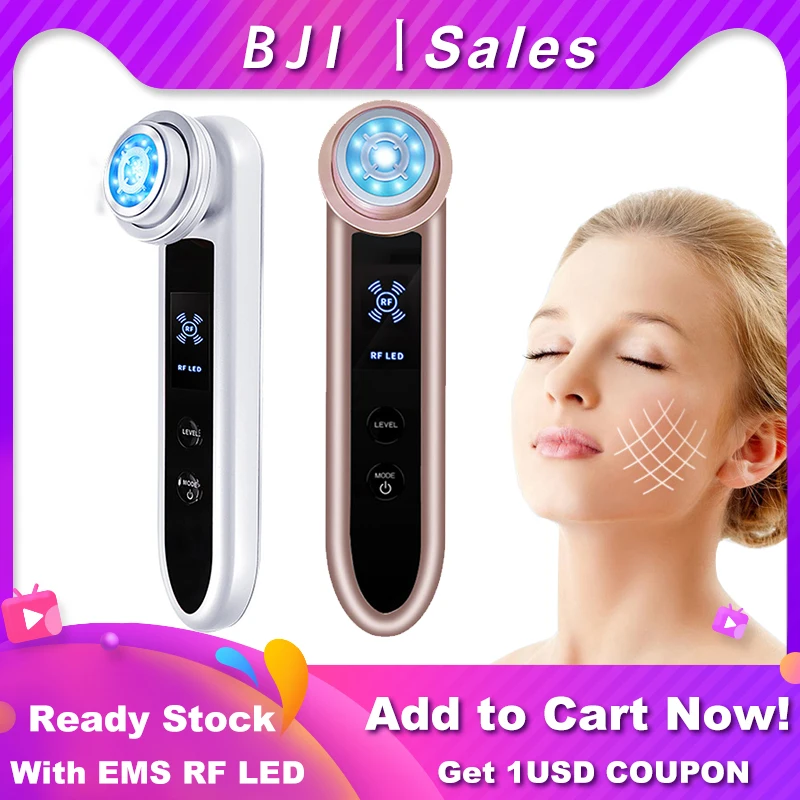 EMS Facial Massager Radio Frequency Vibrator Skin Rejuvenation Anti Aging Beauty Instrument LED Photon Mesotherapy Face Lifting