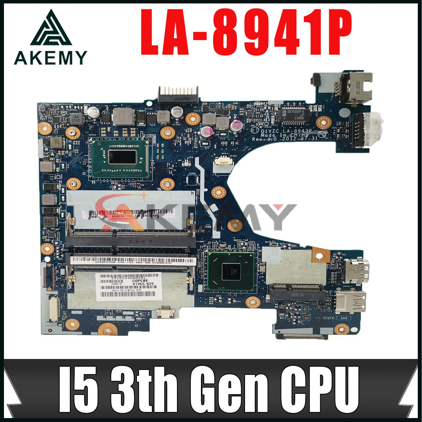 

For Acer Aspire One 756 V5-131 V5-171 Laptop Motherboard Q1VZC LA-8941P LA-8943P With Intel Celeron Dual Core CPU I5 CPU