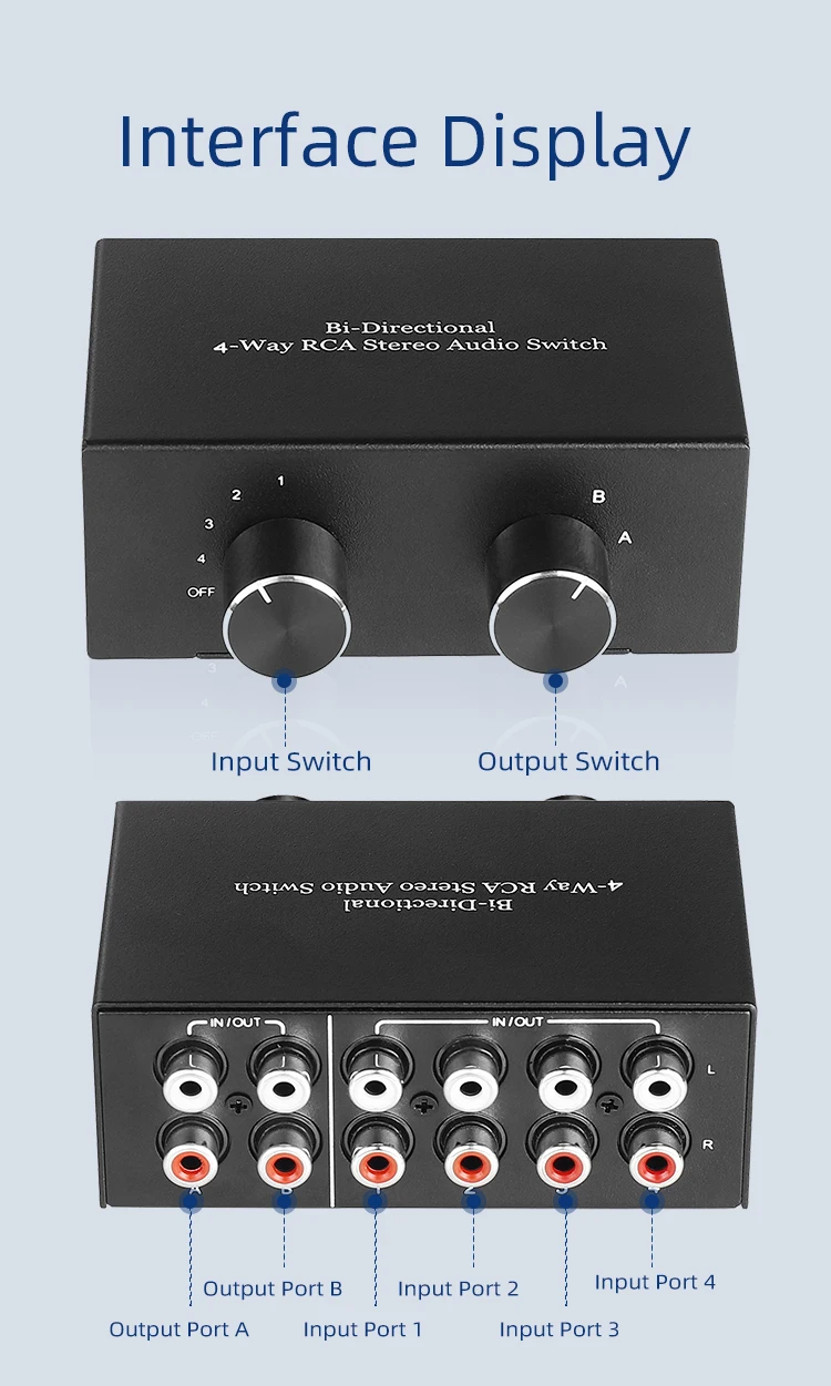 Переключатель RCA 4x2 2x4 двунаправленный 4 входа 2 выхода2 входа 4 выхода RL стерео переключатель AC004A H7EC (art.: 3920dcdd9ae8d) - 3920dcdd9ae8d