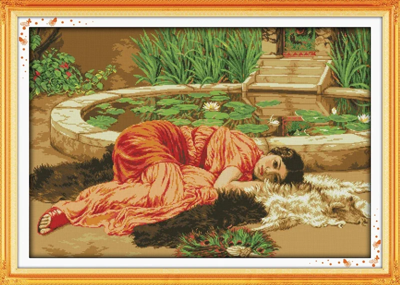 Joy Sunday News Набор для вышивки крестом Printedd легкий узор с нитками Aida и DMC набор