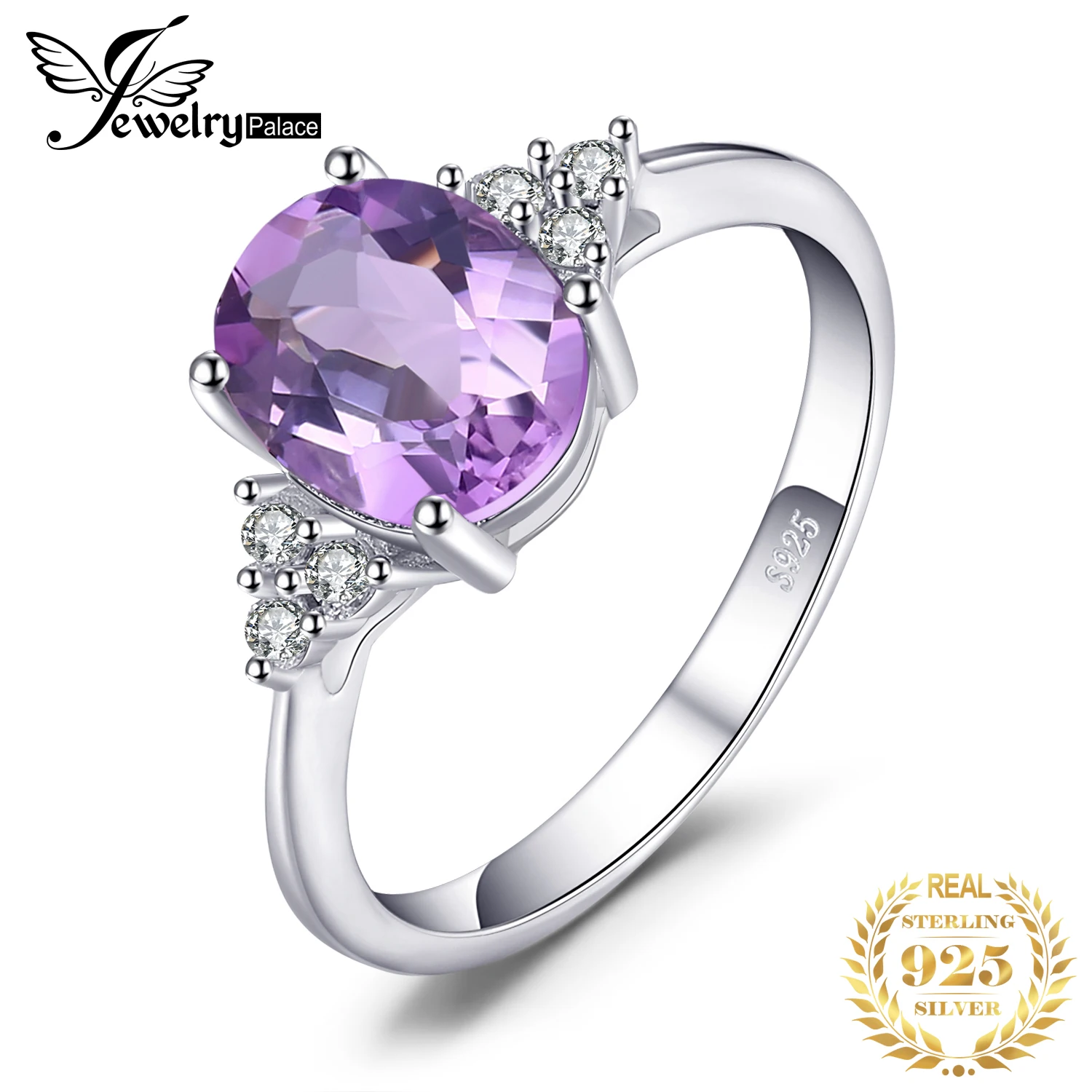 

JewelryPalace Oval Purple Created Alexandrite Sapphire Solid 925 Sterling Silver Rings for Women Fashion Gemstone Jewelry