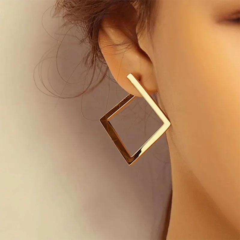

Fashion Jewelry Geometric Square Earrings Golden Silvery Color Hot Selling Simply Metal Drop Earrings For Celebration Gifts