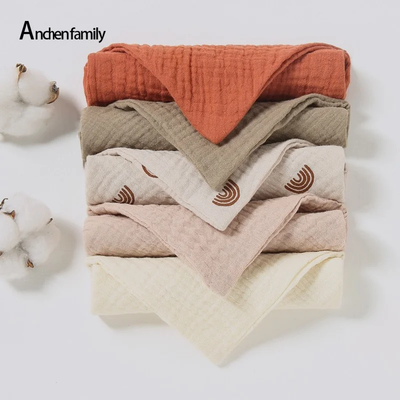 5/Pcs Feeding Drool Bibs Cotton Accessories Newborn Solid Color Snap Button Soft Triangle Towel Baby Bibs Baby Bibs