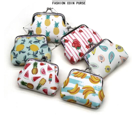 30pcs/lot! Wholesale Cute Coin Purses Fruit series Printing Hasp Cash Wallet Fashion Clutch Mini Coin Purse