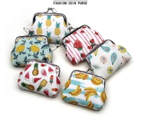 30pcslot wholesale cute coin purses fruit series printing hasp cash wallet fashion clutch mini coin purse