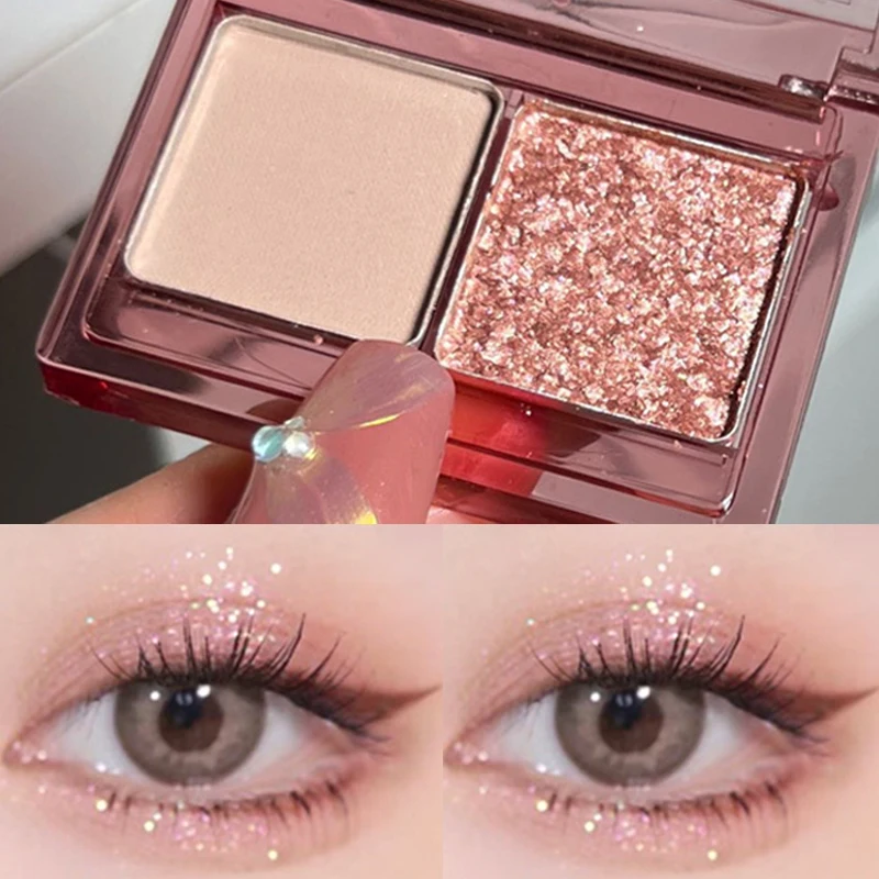 

Two-color Pearlescent Matte Eyeshadow Plate Portable Waterproof Long Lasting Earth Color Eye Shadow Pigment Eye Makeup Cosmetics