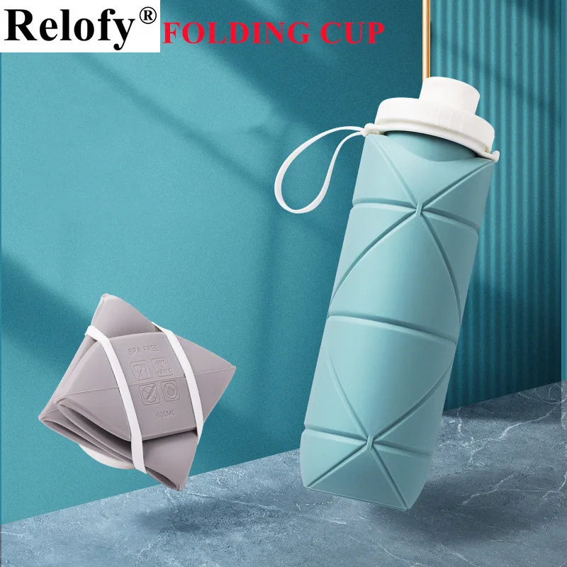 

600ml Silicone Foldable Water Bottle Creative Telescopic Portable Water Cup Outdoor Sports Travel Riding Fitness Cup Drinkware