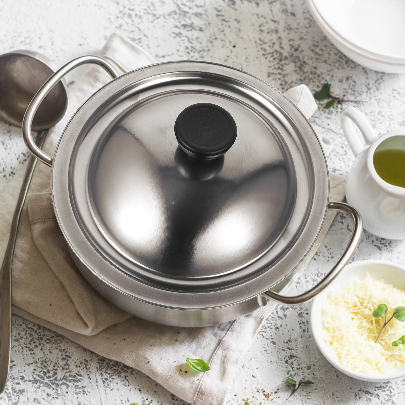 

Wok Cover Metal Lids Seasoning Pot Cooker Covers Oil Stainless Steel Cookware Drum Pan Cooking Container