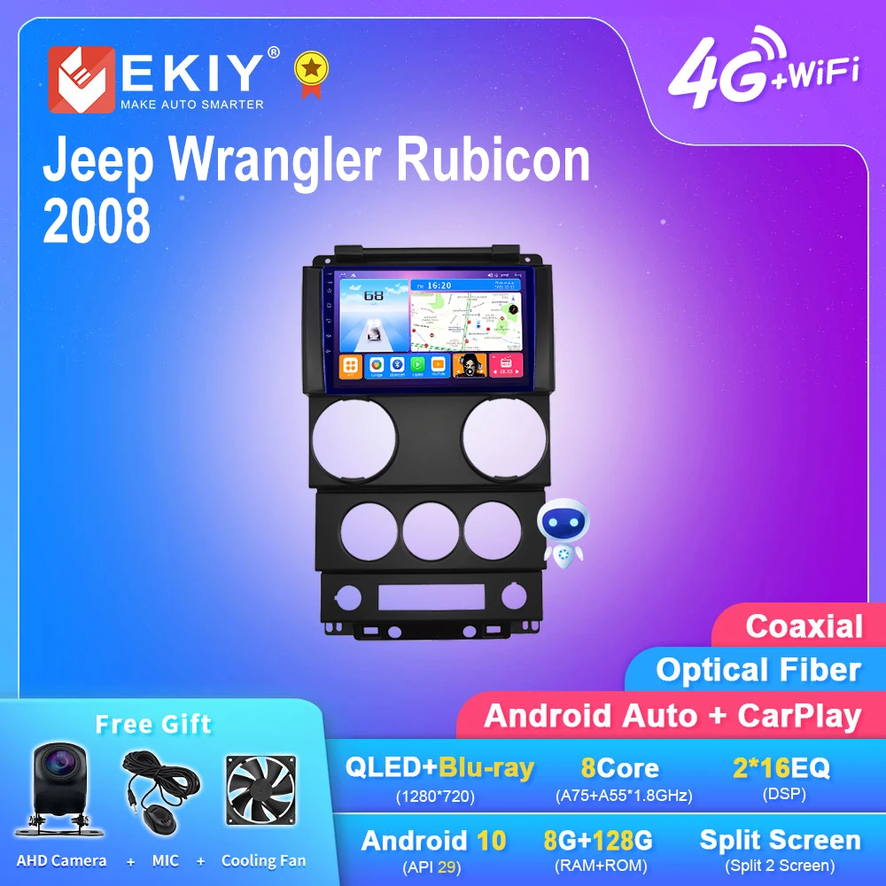 

EKIY T7 Android 10 для Jeep Wrangler Rubicon 2008 автомобильный мультимедийный плеер, головное устройство, магнитофон Carplay автомобильный Android No 2din DVD