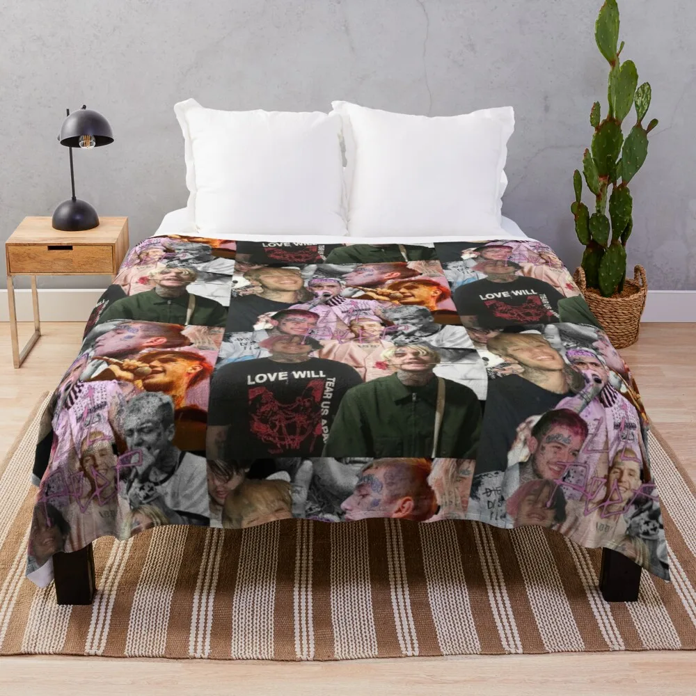 

Lil Peep с коллажем, дизайнерское одеяло, одеяло для дивана, меховое одеяло для сна
