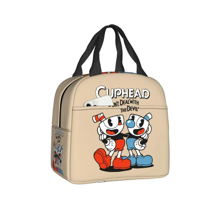 

Classic Trendy Funny Cuphead Student Work Lunchbox Thermal insulation Food Lunch Bag 3D Printed Portable Handbags Ice Bags