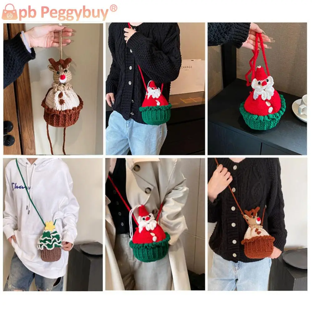 Женская вязаная сумка через плечо милый кошелек-клатч модный кошелек