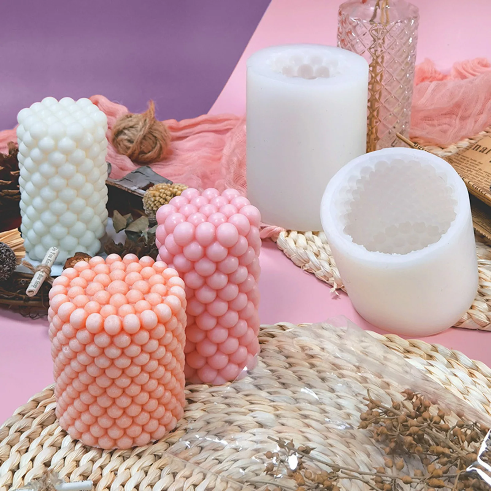 

DIY 3D Candles Mold, Silicone Soap Candy Handmade Mold, Soft Durable Candle Molds for Fondant Clay Soap Chocolate Cake Decoratio