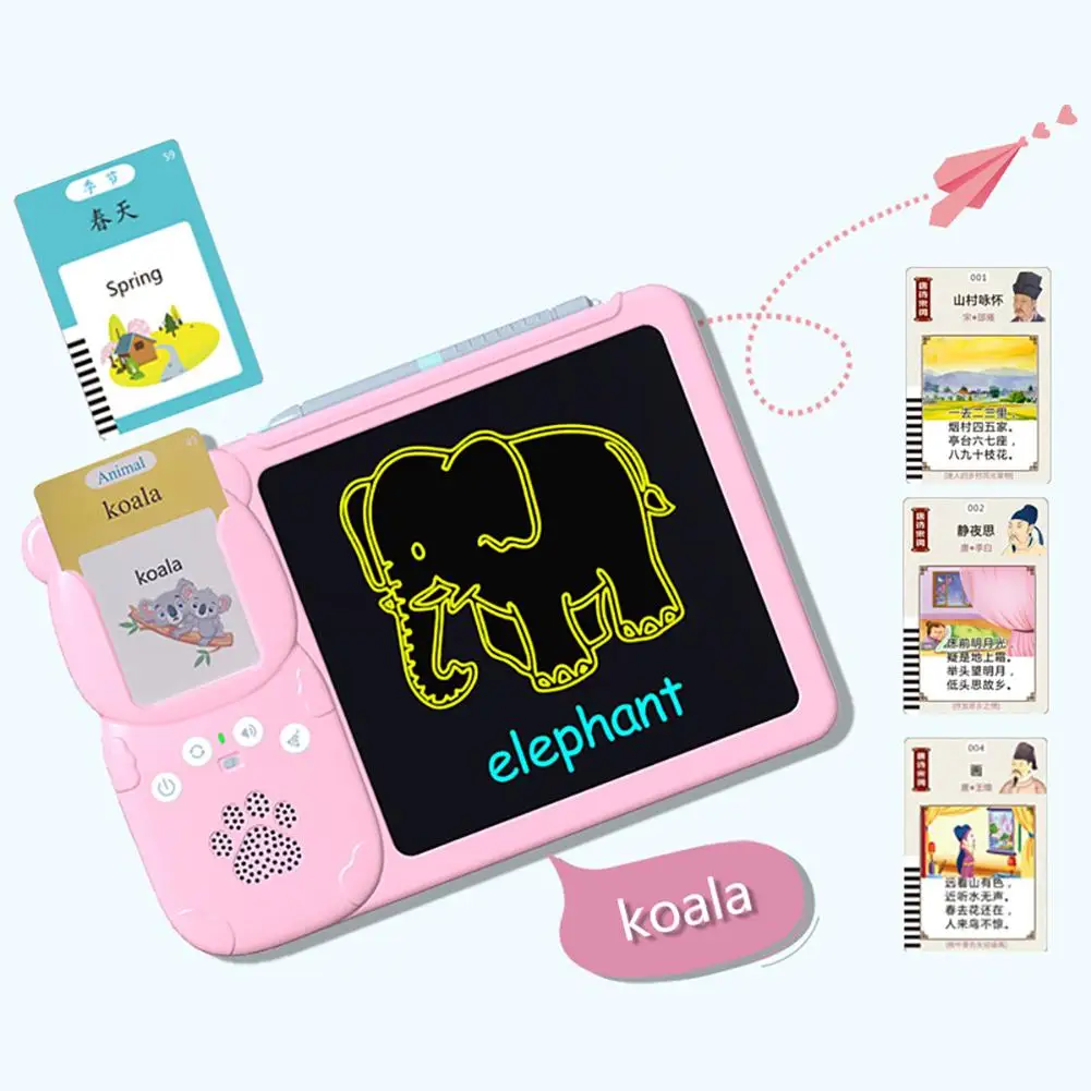 

Talking Flash Cards Writing Tablet Bilingual Sound Nursery Rhymes Word Recognition Card Machine Toys For Kids