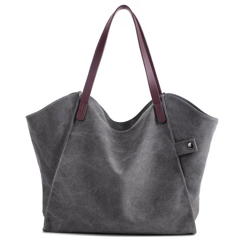 

Simple Style Canvas Shoulder Bags for Women Large Capacity Handbag Fashion Shopper Totes Bag High Qualty Purse Bolsa Feminina