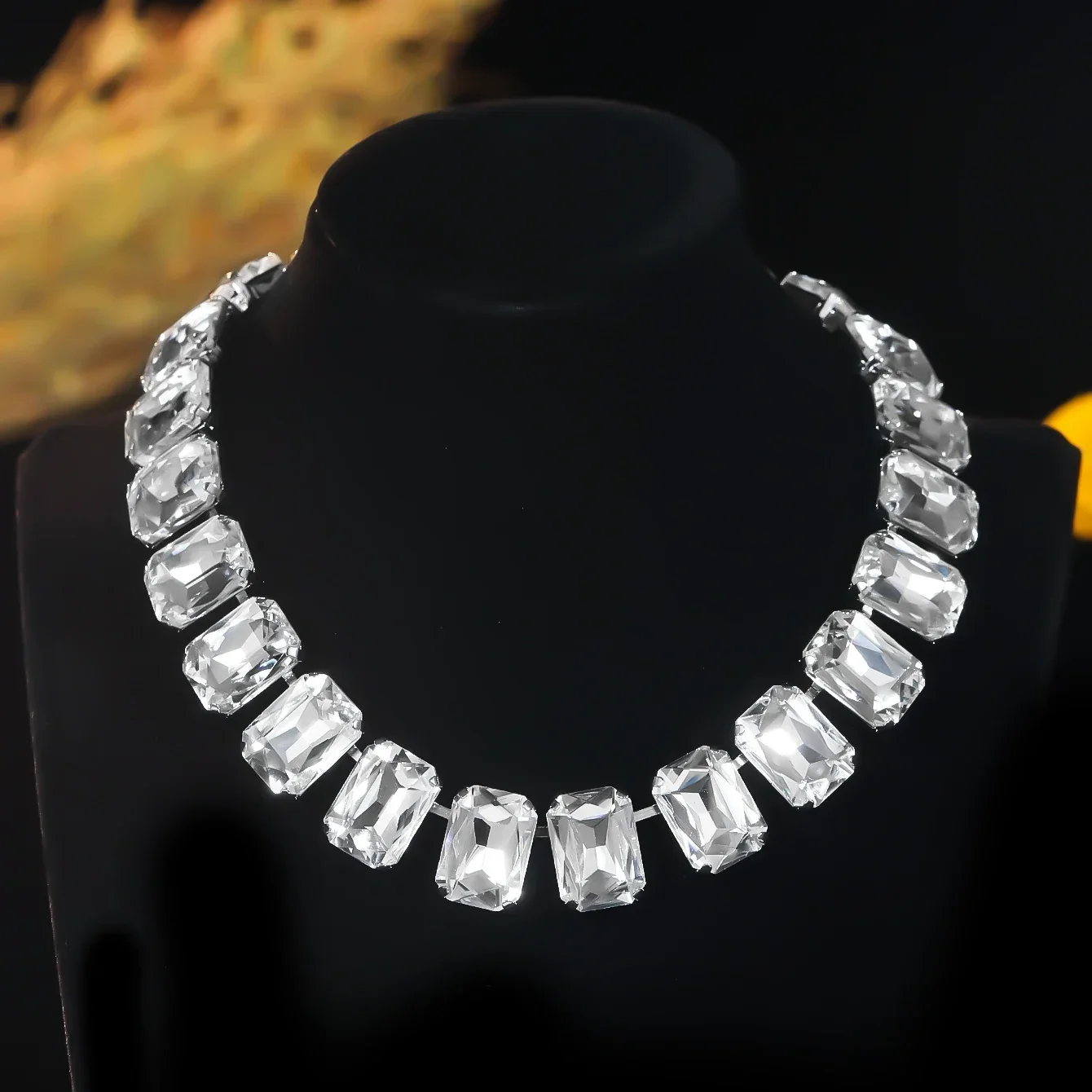 Ожерелье-колье с кристаллами и стразами для женщин изумрудное массивное