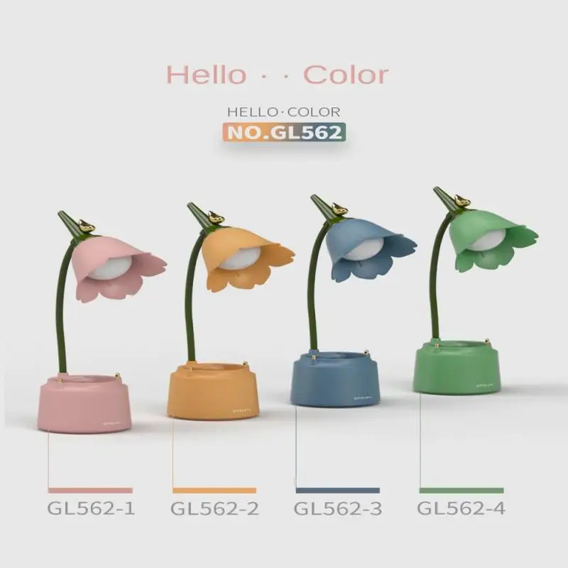 

Switch Light Led Desk Lamp Eye Protection Reading Lamp Base Pen Holder Design Foldable Table Light Energy-saving Lamp Flower
