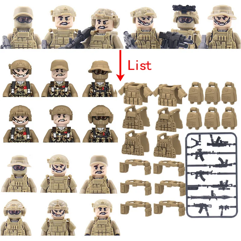 Военные строительные блоки WW2 игрушки Solider фигурки подарок оружие пистолеты