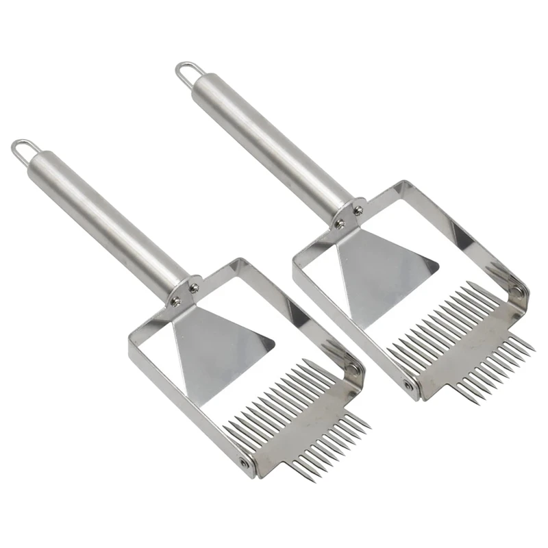 

2Pcs Multifunctional Stainless Steel Sparse Shovel With Handle Honey Fork Double Needle Beekeeping Uncapping Fork