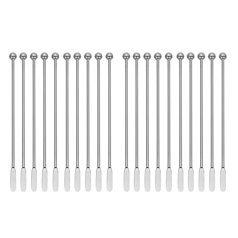 

New 20Pcs Swizzle Sticks Metal - Stainless Steel Mixing Cocktail Coffee Stirrers For Wine Juice 7.5 Inch, 10Pieces Pack