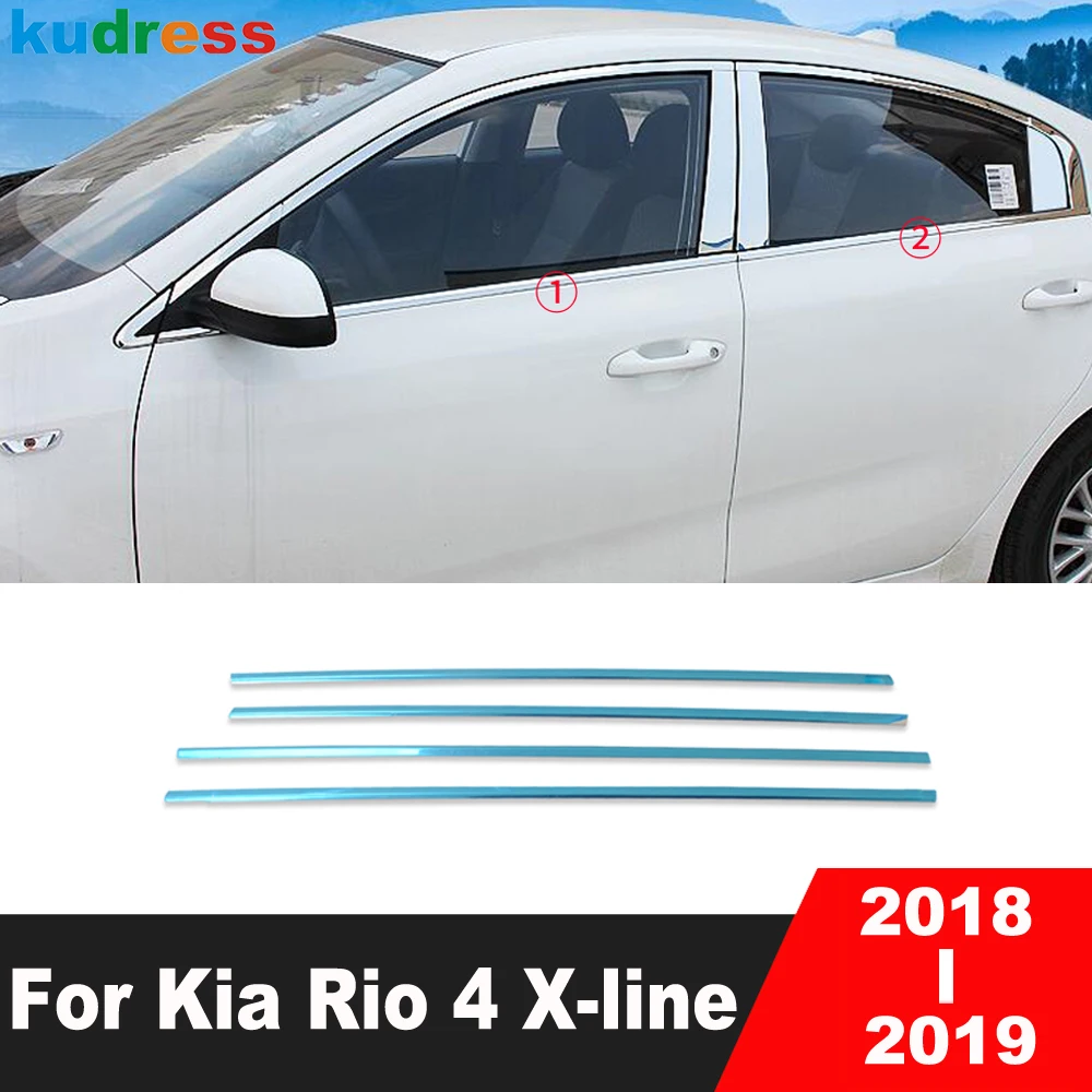 

Window Frame Sill Trims For Kia Rio 4 X-line 2018 2019 Sedan Stainless Bottom Windows Molding Garnish Strip Car Accessories