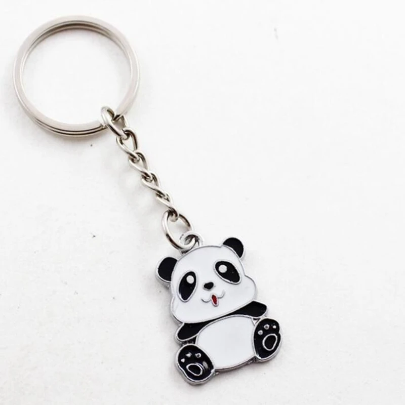 

Vintage Cartoon Enamel Panda Keychain For Keys Car Key Ring Steampunk Punk Hip Hop Couple Pendant Key Chains Jewelry Kids Bijoux