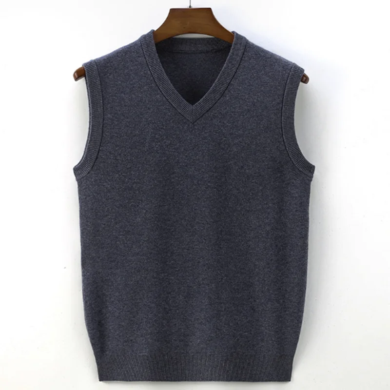 Свитер мужской с v-образным вырезом красный/черный из 100 шерсти