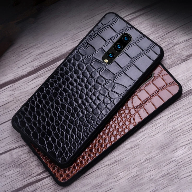 

Phone Case for Oneplus 7 7T Pro 6 6T Capas Cowhide Crocodile Texture Soft TPU Shell Cover