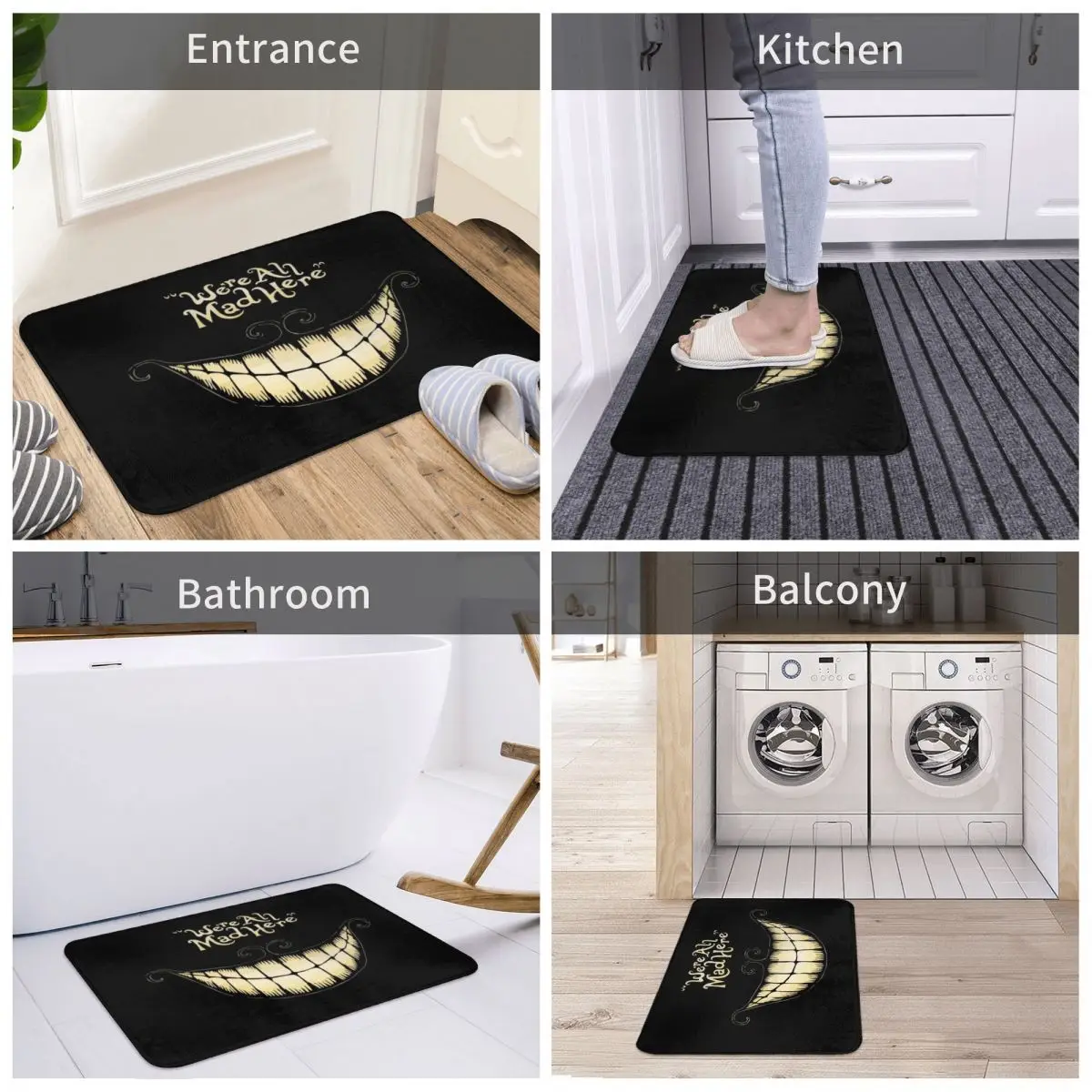 

Door Mat Alice We're All Mad Here Decor 3D Rug Carpet Bathmat Non-slip Entrance Living Room Home Kitchen Removal Bedroom Balcony