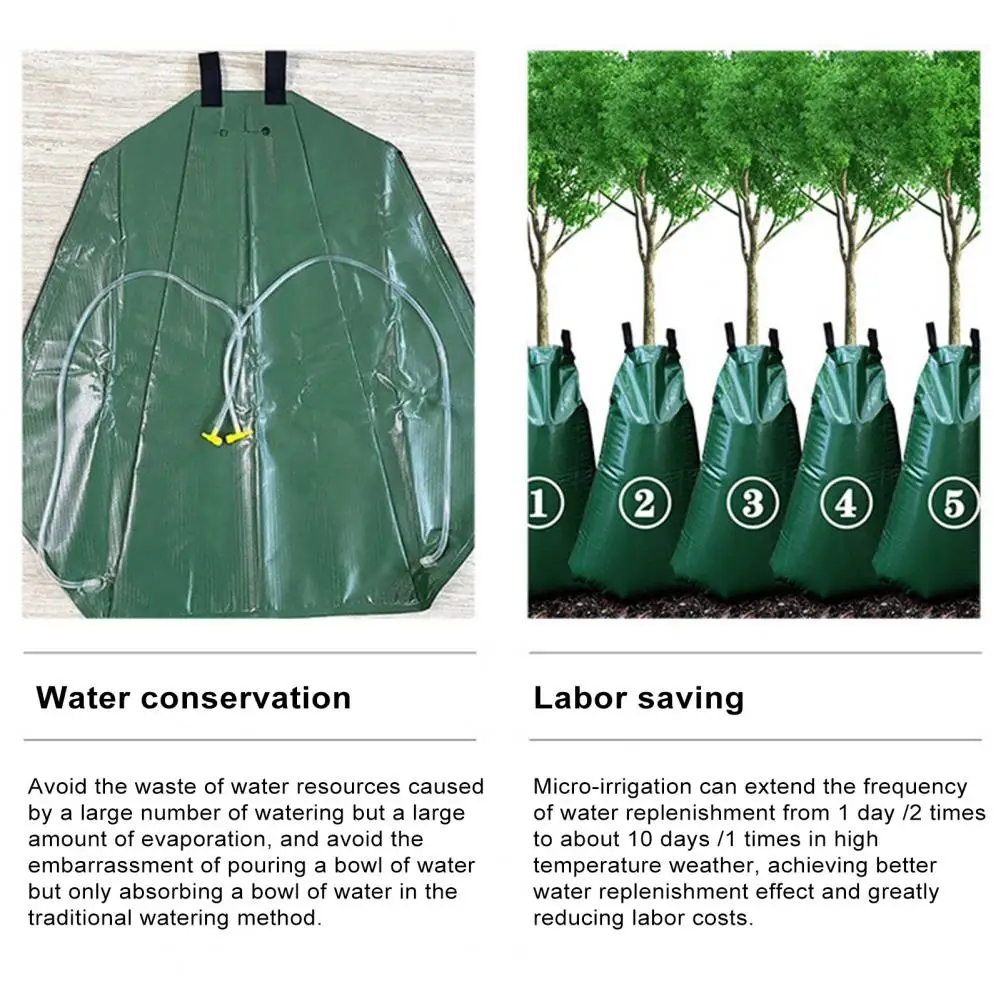 

Медленно снимающийся поливочный мешок, эффективный раствор для полива деревьев, 20 галлонов, многоразовый капельный мешок для сада, искусственный поливинилхлорид