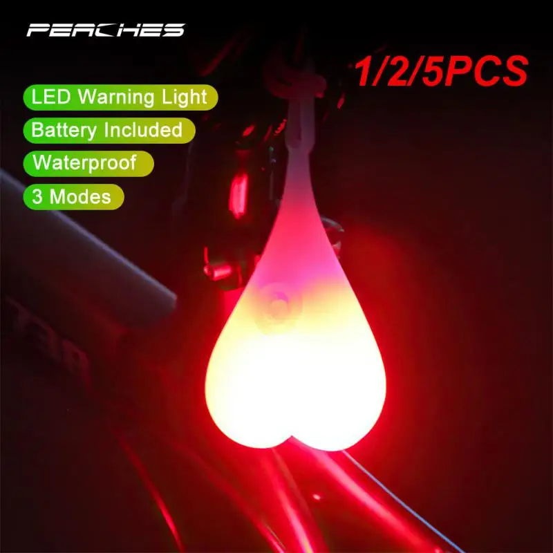 

1/2/5PCS Bicycle Warning Light Color Silicone Back Rear Tail Cycling LED Heart Egg Testis Lamp Decoration Safety Cycling Balls