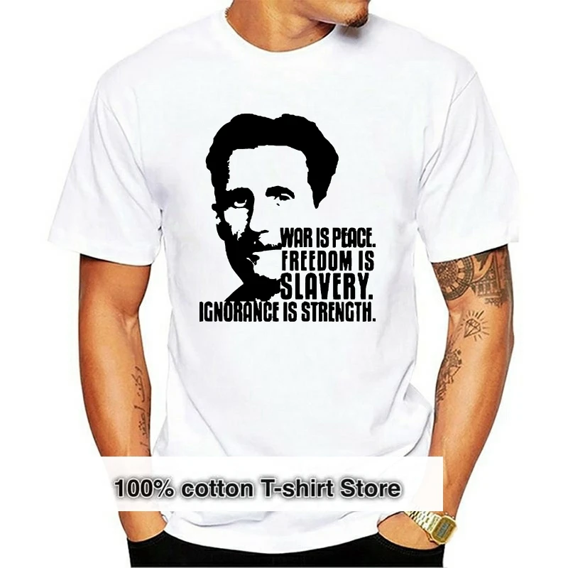 

Мужская футболка из чистого хлопка с принтом, дизайнерская футболка с круглым вырезом George Orwell 1984 от Yago