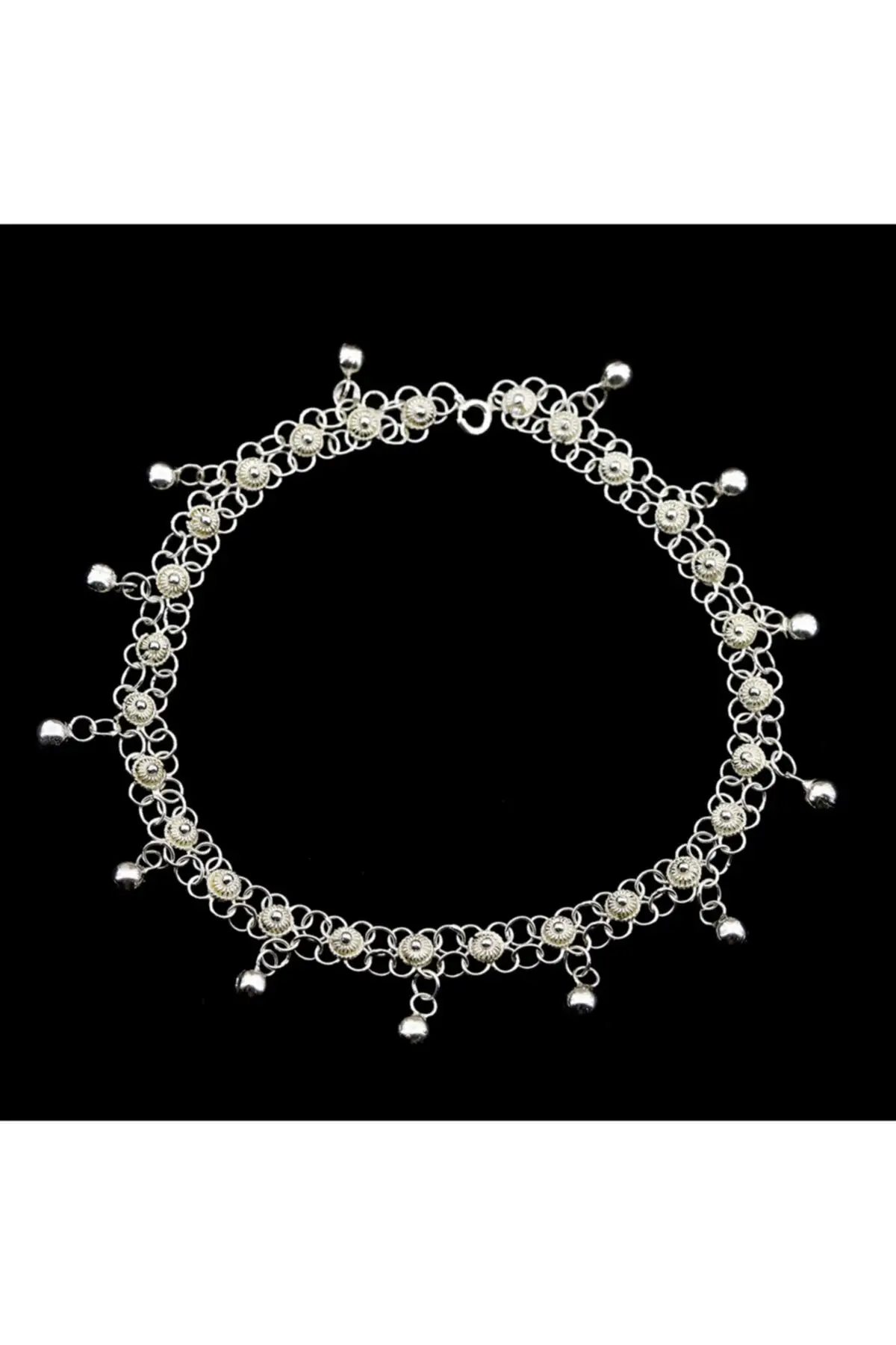 

Серебряные браслеты на ногу ручной работы в виде кориандра