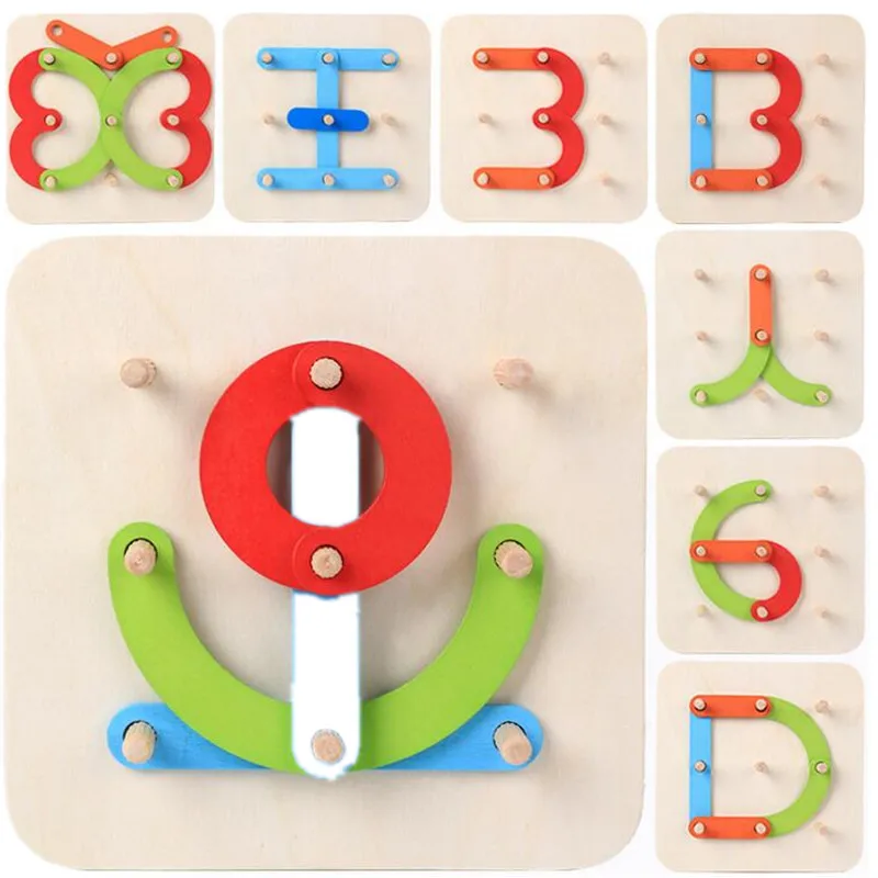 

Montessori Baby Creative Toy Geometric Shape Column Set Digital/Letter/Animal Puzzle Toys Childhood Education Preschool Kids